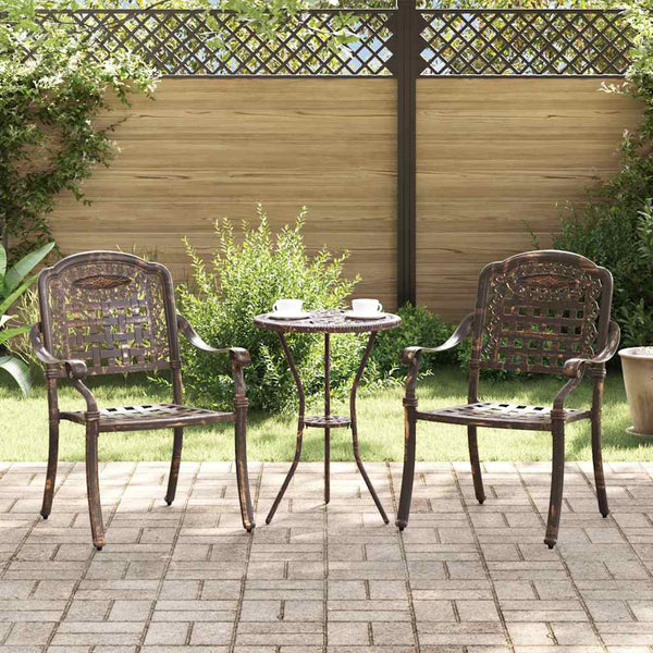 Gartenstühle 2er Set Bronze Aluminium