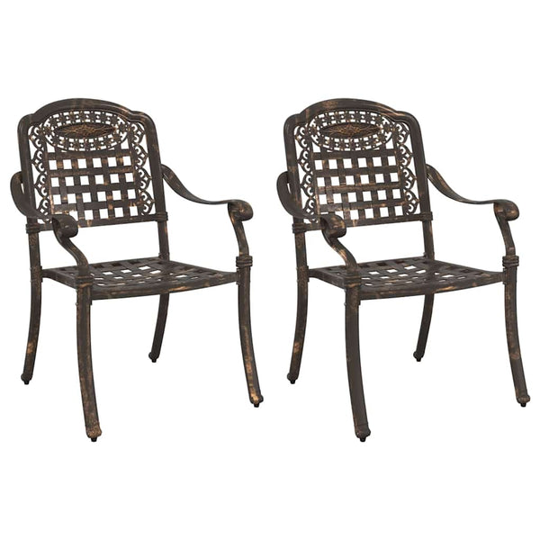 Gartenstühle 2er Set Bronze Aluminium