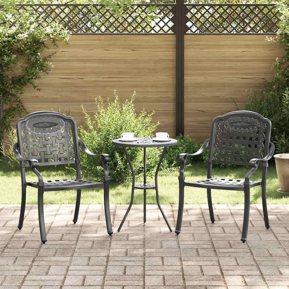 Gartenstühle 2er Set Schwarz Aluminium