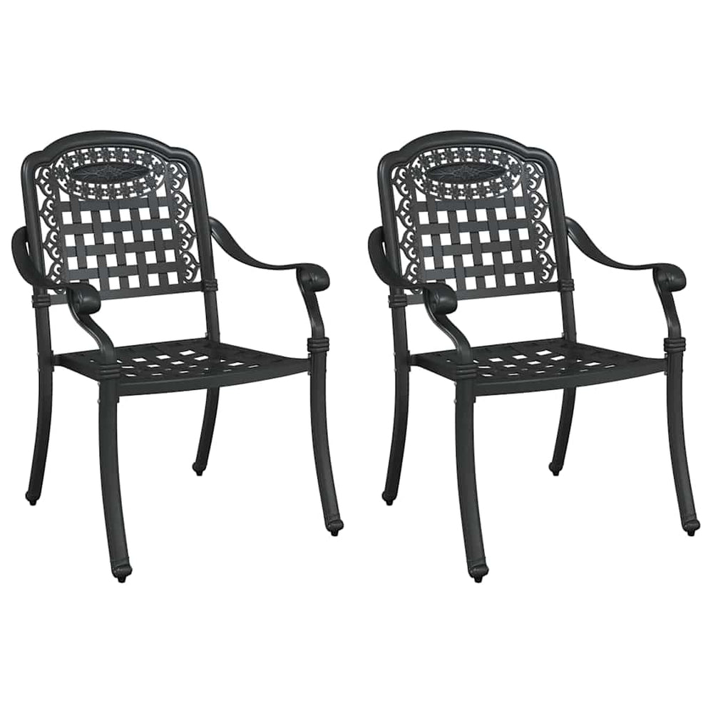 Gartenstühle 2er Set Schwarz Aluminium