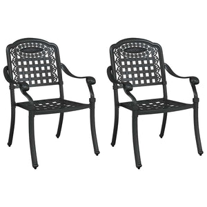 Gartenstühle 2er Set Schwarz Aluminium