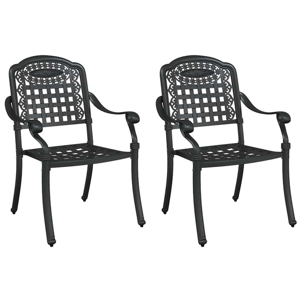 Gartenstühle 2er Set Schwarz Aluminium