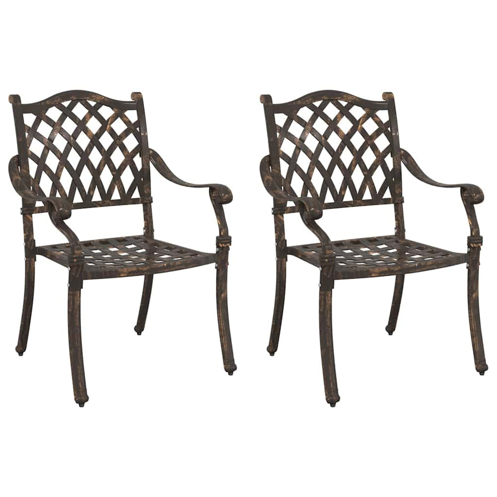 vidaXL Chaises de jardin 2 pcs Bronze 56 x 55 x 92,5cm Aluminium