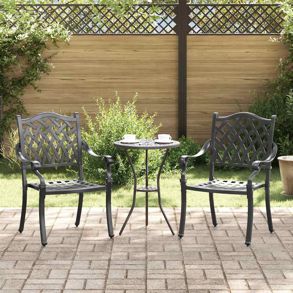 Gartenstuhl 2er Set Schwarz Aluminium