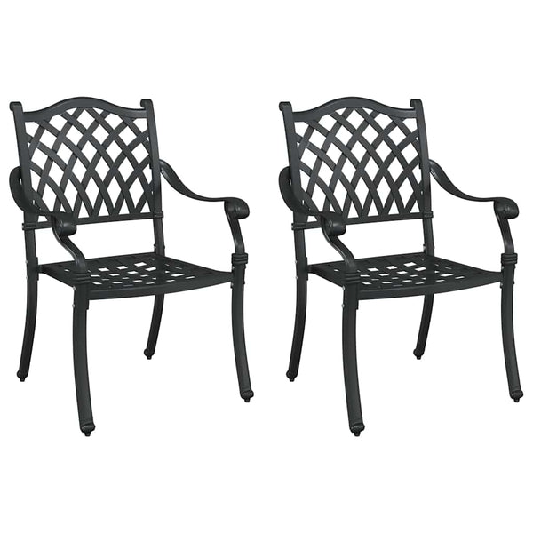 Gartenstuhl 2er Set Schwarz Aluminium