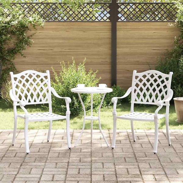 Gartenstühle 2er Set Weiß Aluminium