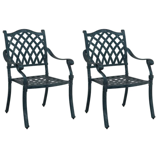 Gartenstuhl 2er Set Grün Aluminium