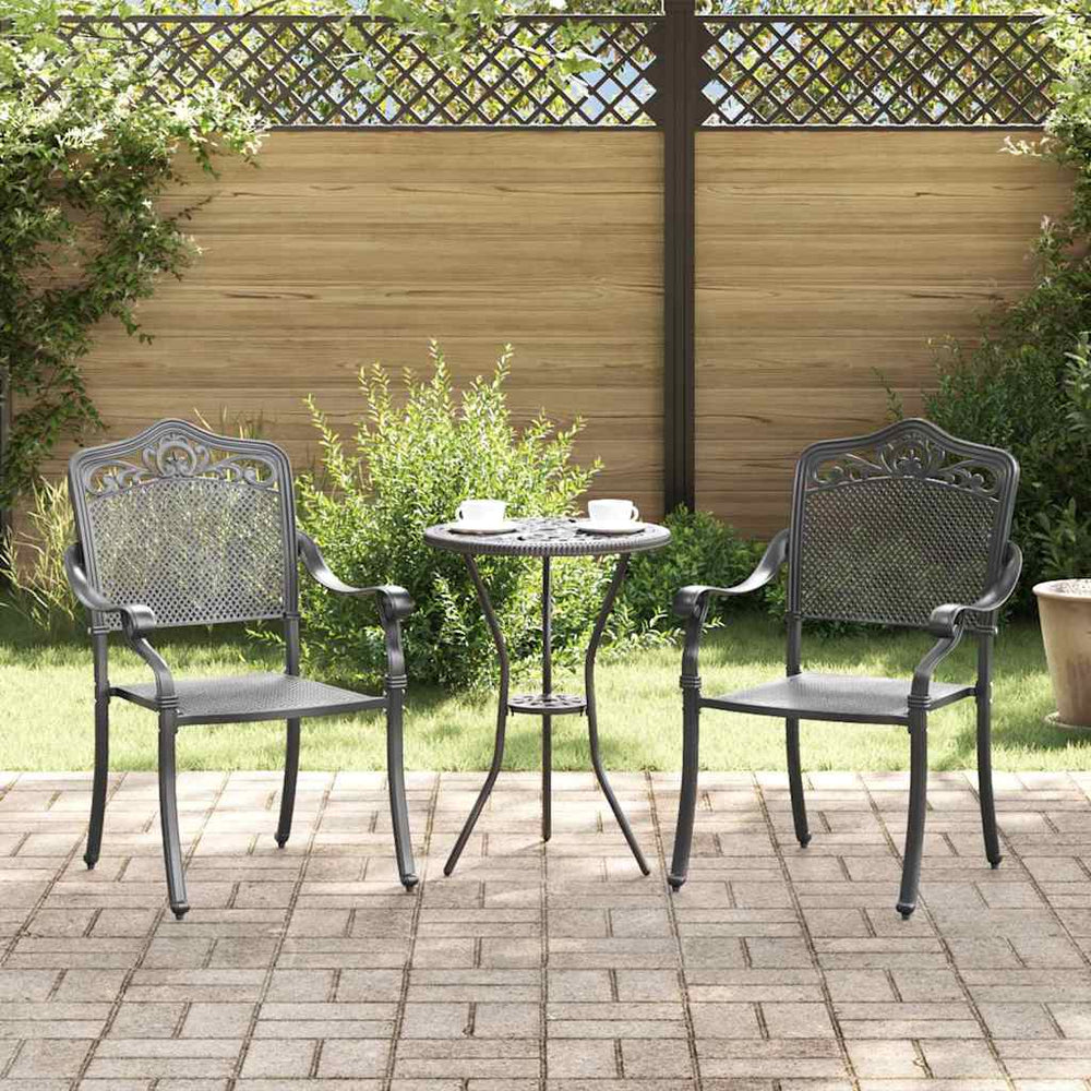 Gartenstuhl 2er Set Schwarz Aluminium