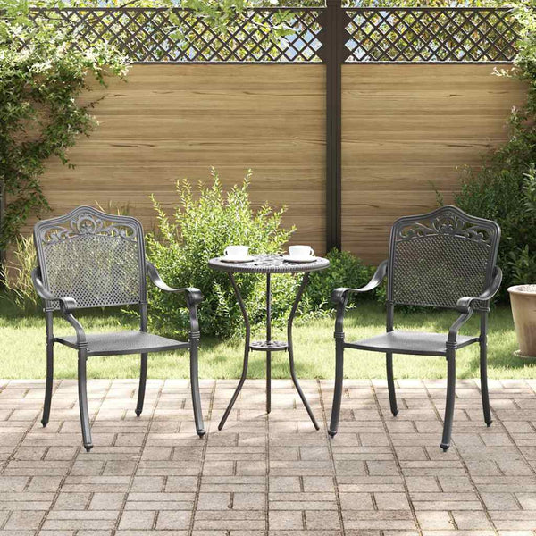 Gartenstuhl 2er Set Schwarz Aluminium