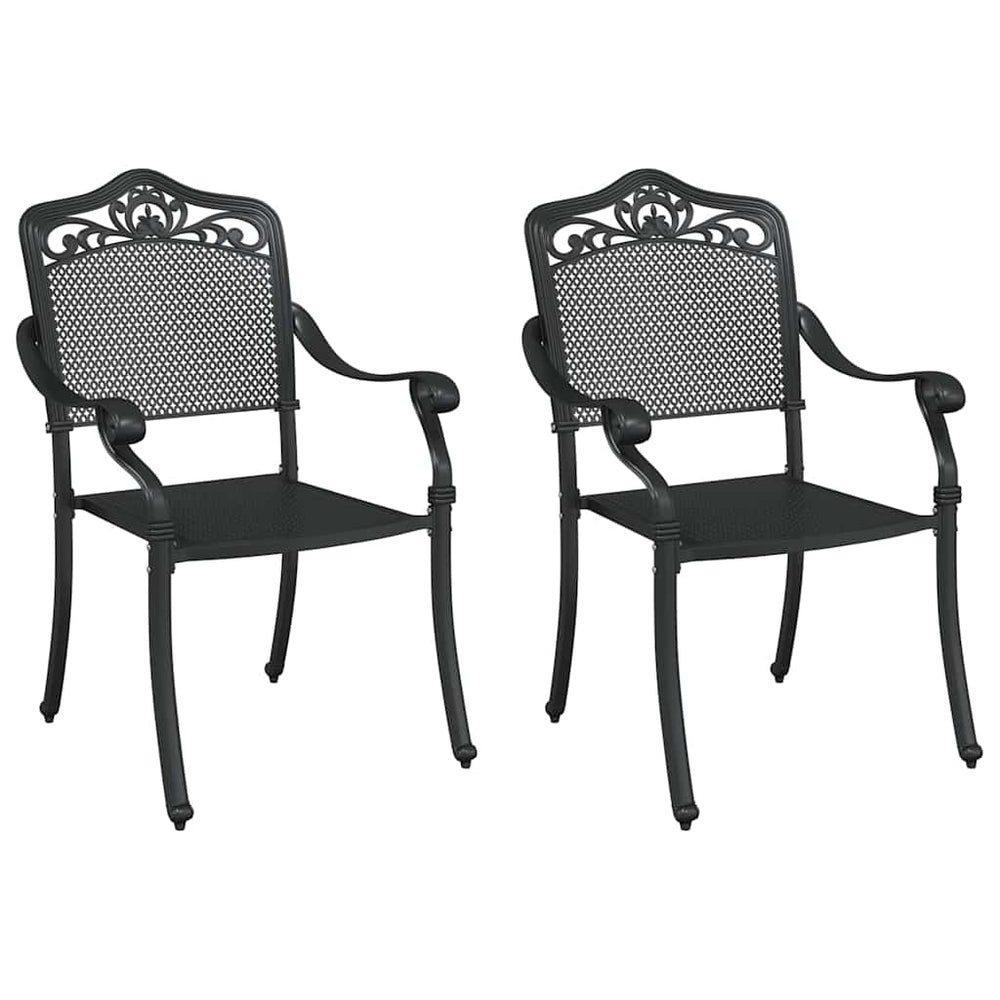 Gartenstuhl 2er Set Schwarz Aluminium