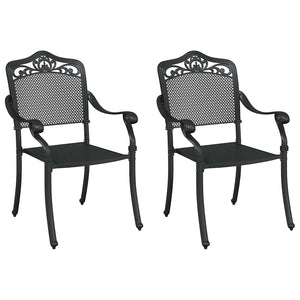 Gartenstuhl 2er Set Schwarz Aluminium