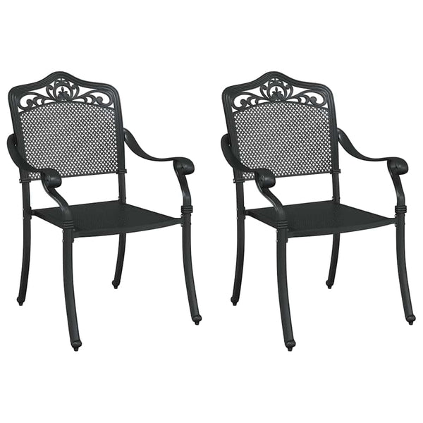 Gartenstuhl 2er Set Schwarz Aluminium