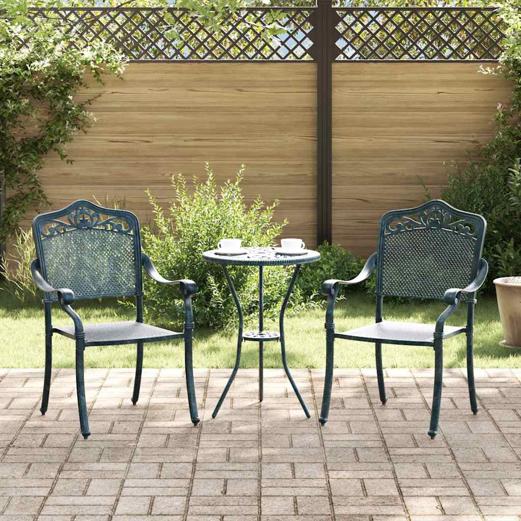 Gartenstuhl 2er Set Grün Aluminium