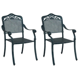 Gartenstuhl 2er Set Grün Aluminium