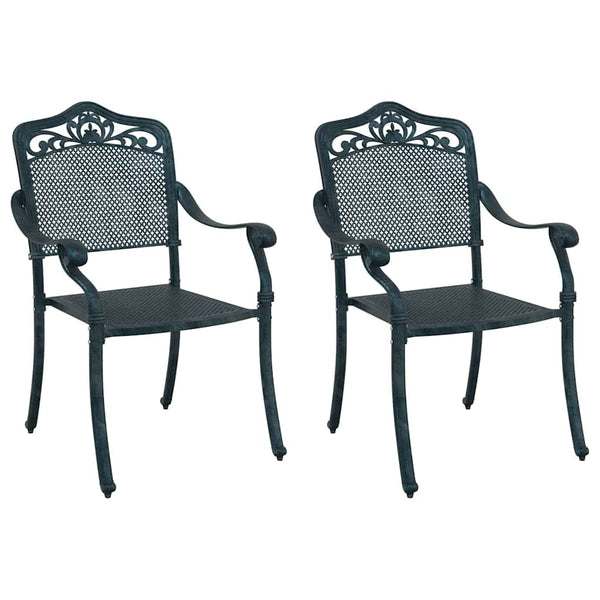 Gartenstuhl 2er Set Grün Aluminium