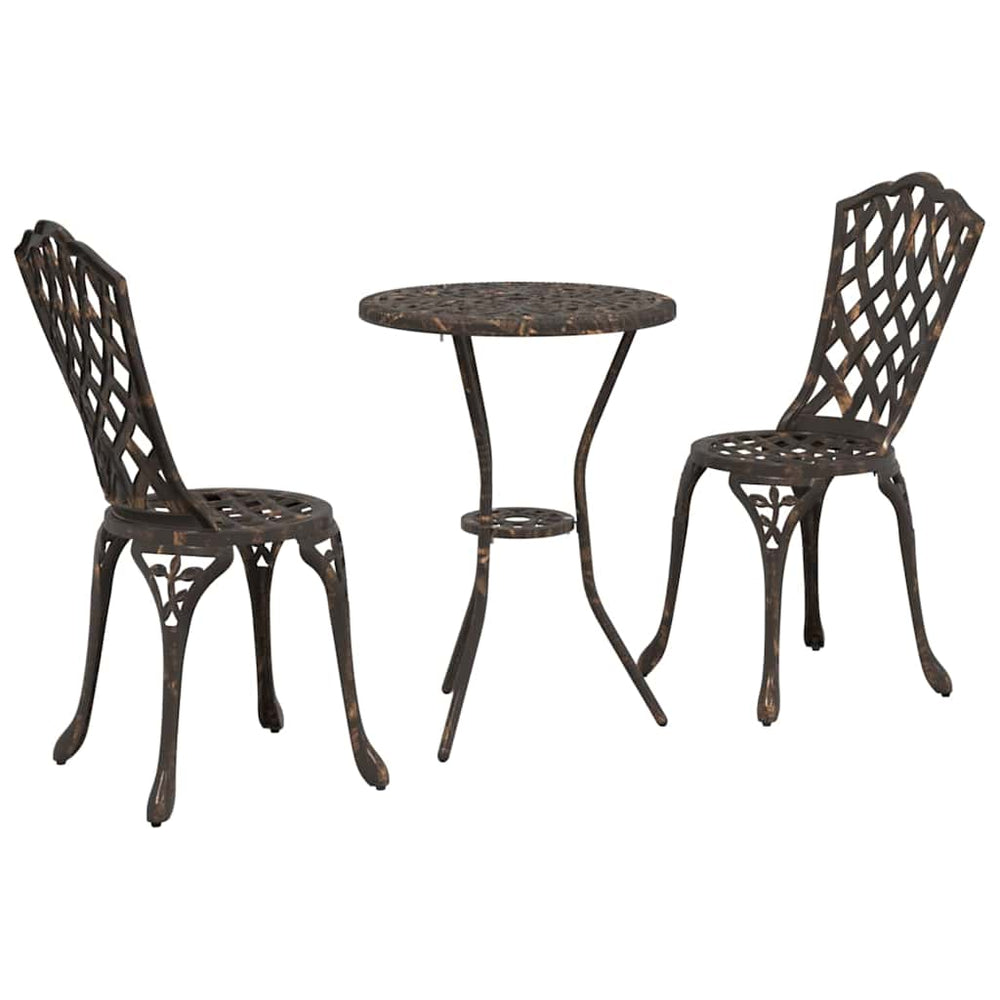 vidaXL Salon de jardin bistro 3 pcs Aluminium bronze