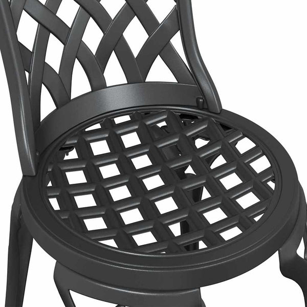 Schwarzes 3-teiliges Garten-Bistro-Set aus Aluminium