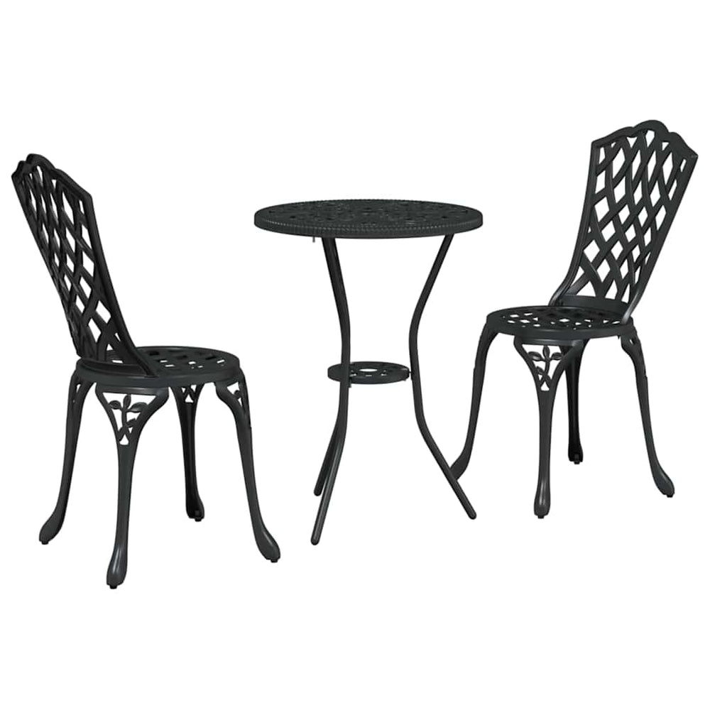 vidaXL Ensemble bistro de jardin 3 pièces noir aluminium
