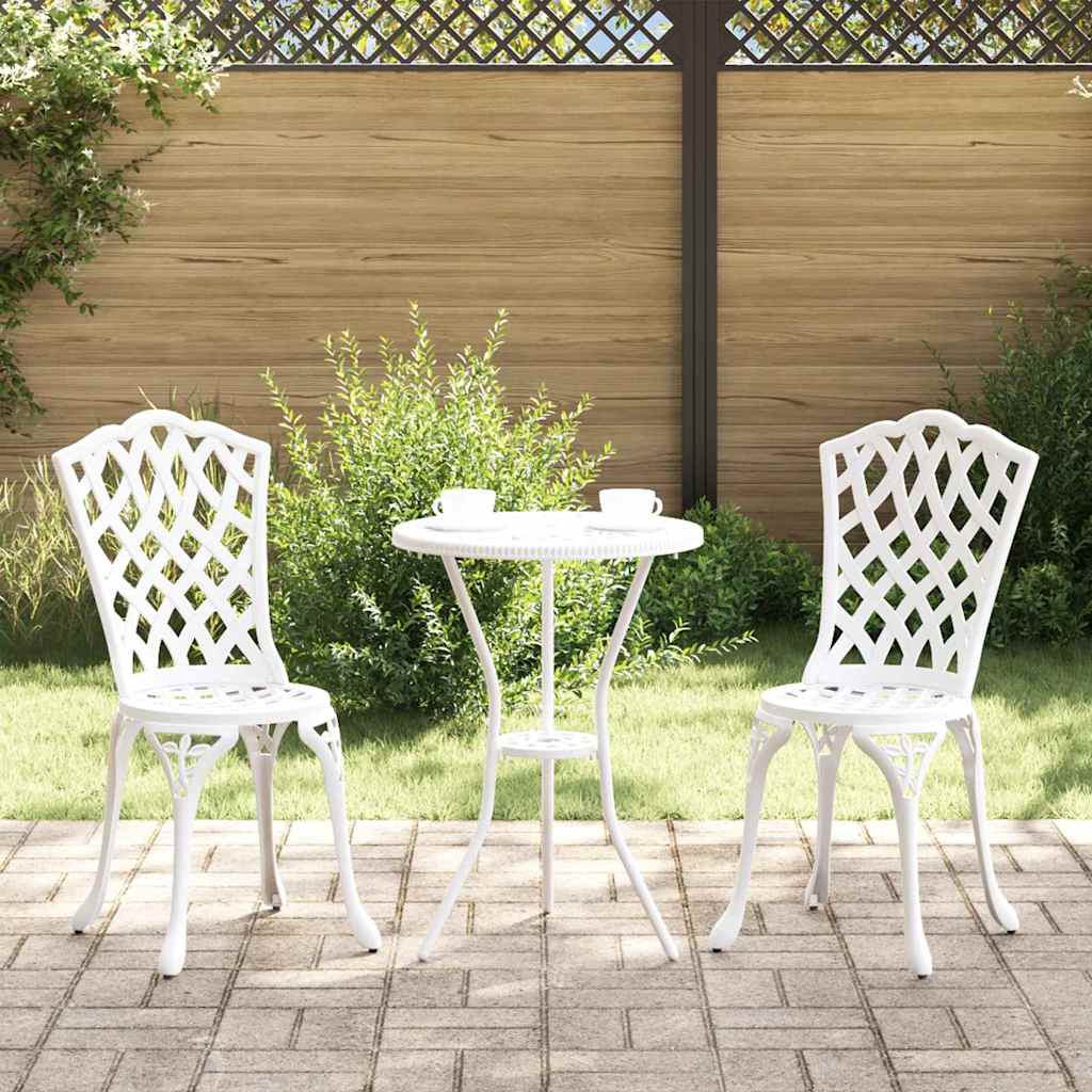 Garten Bistro Set 3-teilig Weiß Aluminium