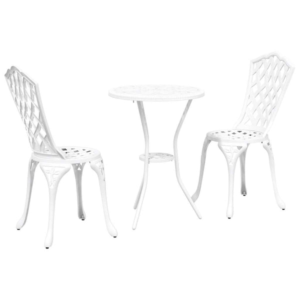 Garten Bistro Set 3-teilig Weiß Aluminium