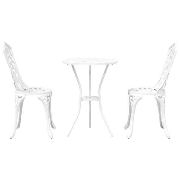 Garten Bistro Set 3-teilig Weiß Aluminium