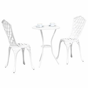 Garten Bistro Set 3-teilig Weiß Aluminium