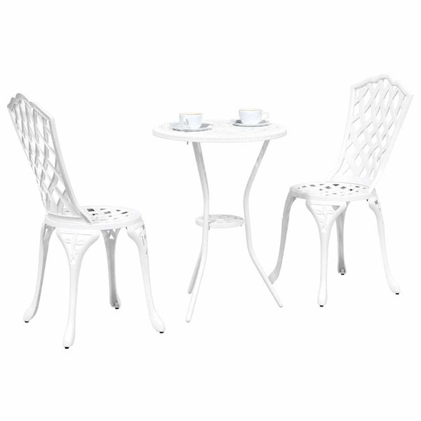 Garten Bistro Set 3-teilig Weiß Aluminium