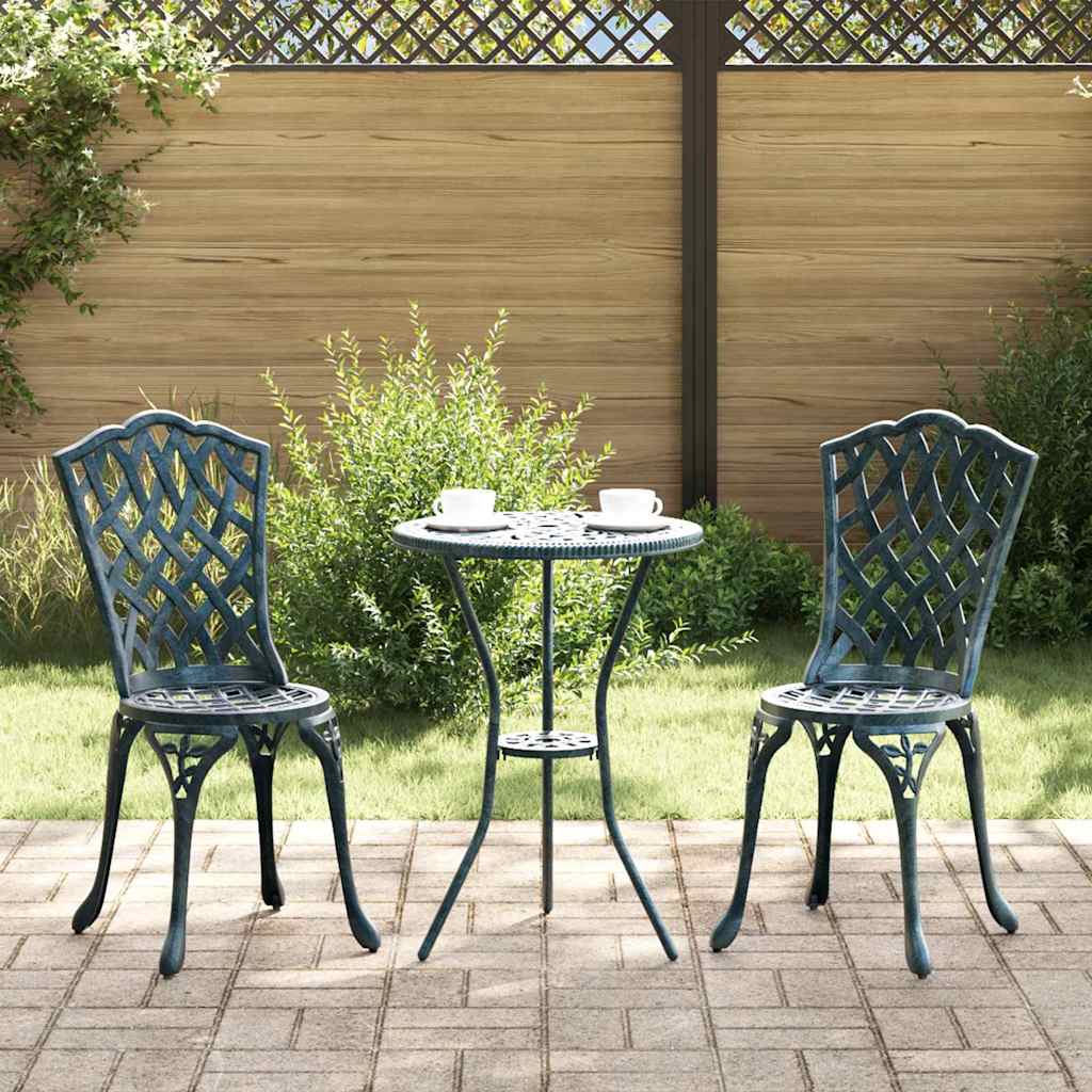 Grünes 3-teiliges Garten-Bistro-Set aus Aluminium