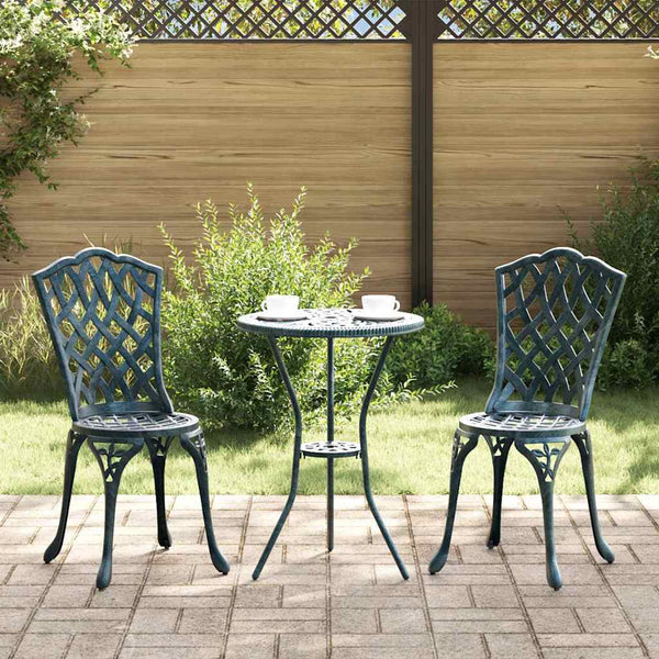 Grünes 3-teiliges Garten-Bistro-Set aus Aluminium