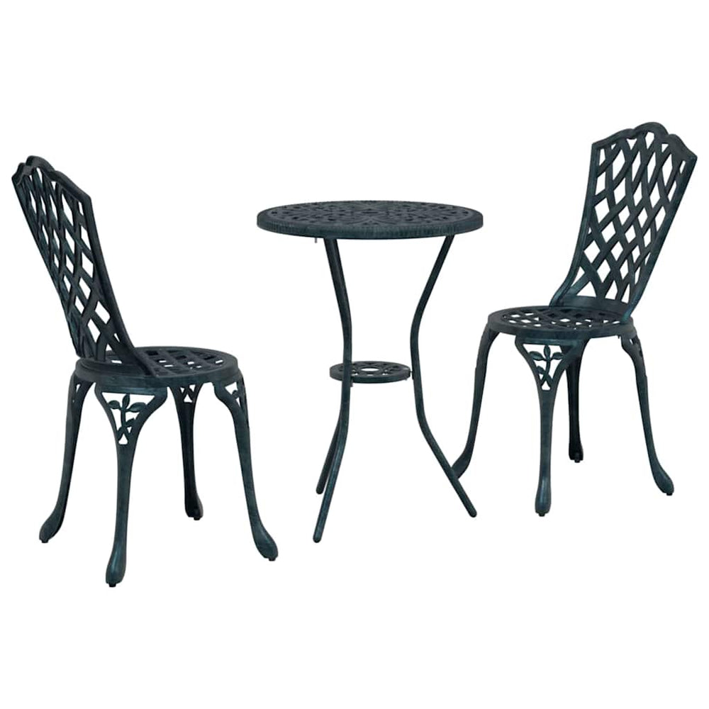 vidaXL Ensemble table et chaises de jardin 3 pcs Aluminium Vert