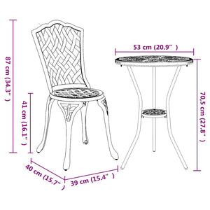 Grünes 3-teiliges Garten-Bistro-Set aus Aluminium