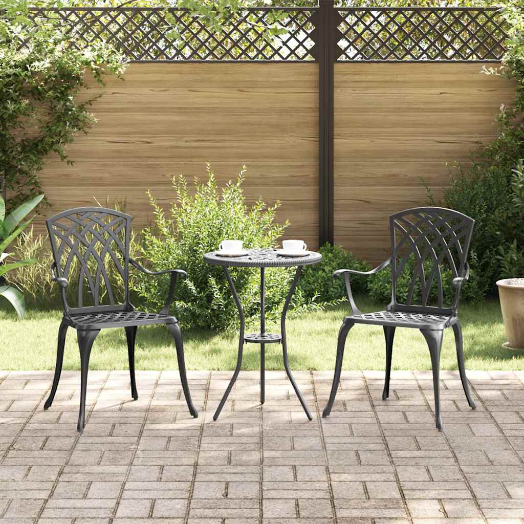 Gartenstühle 2er Set Schwarz Aluminium