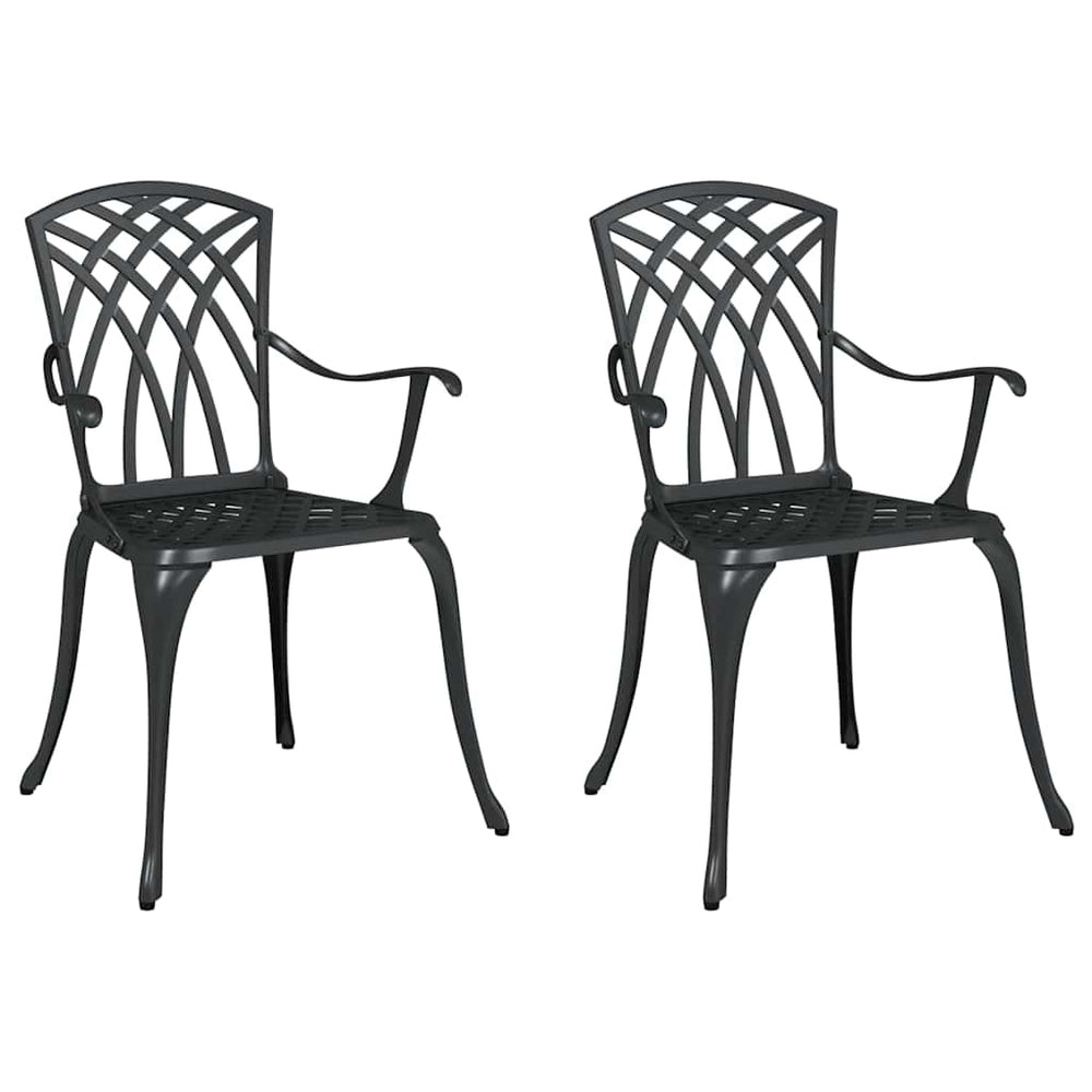 Gartenstühle 2er Set Schwarz Aluminium
