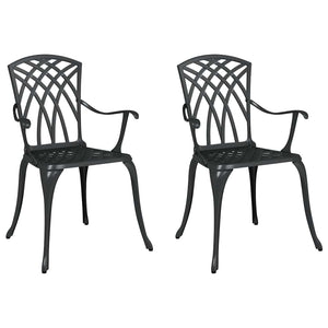 Gartenstühle 2er Set Schwarz Aluminium