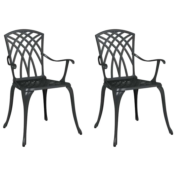 Gartenstühle 2er Set Schwarz Aluminium