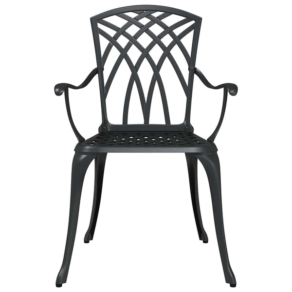 Gartenstühle 2er Set Schwarz Aluminium