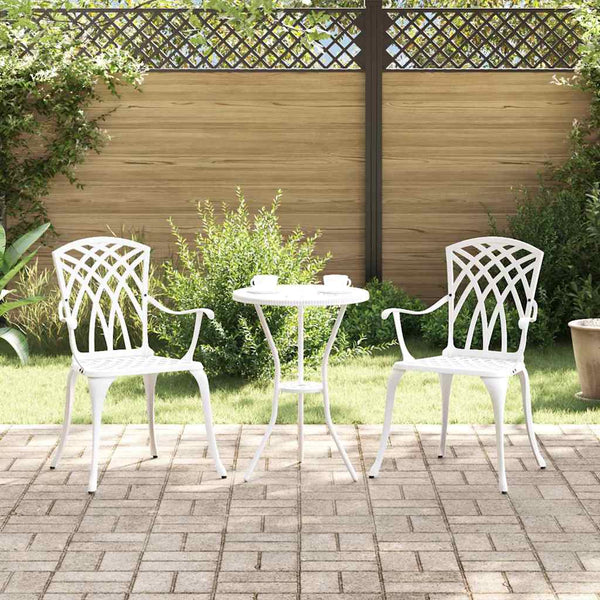 Gartenstühle 2er Set Weiß Aluminium