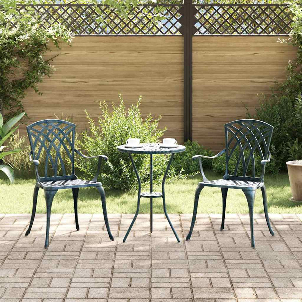 Gartenstuhl 2er Set Grün Aluminium