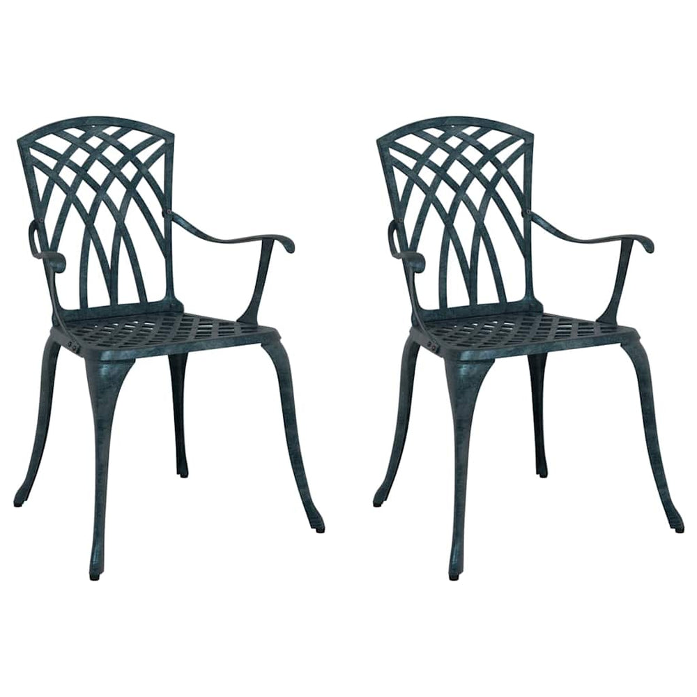 Gartenstuhl 2er Set Grün Aluminium