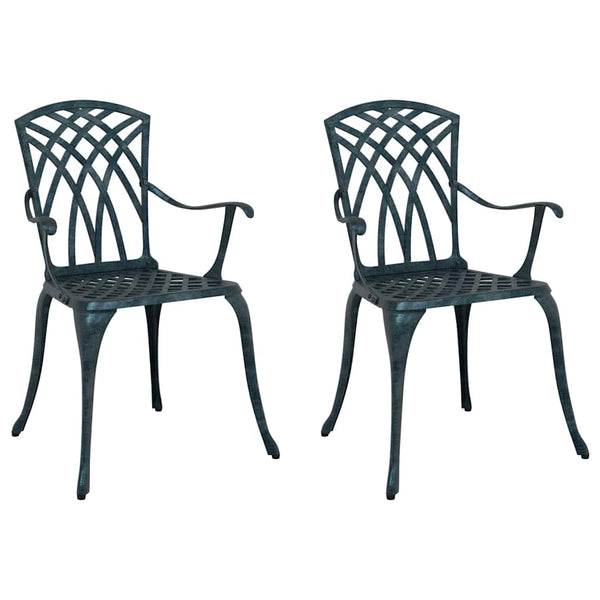 Gartenstuhl 2er Set Grün Aluminium