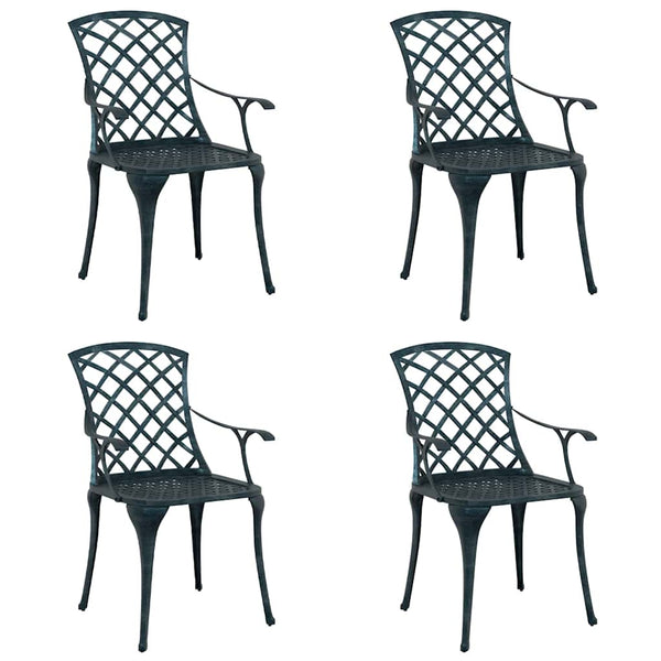 Gartenstuhl 4er Set Grün Aluminium