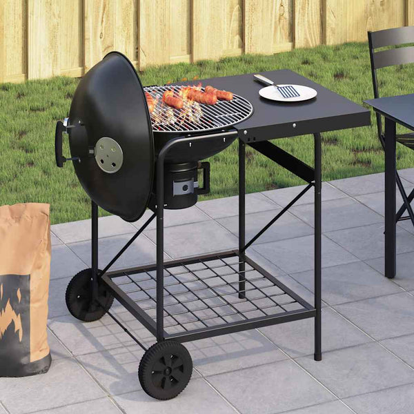 Outdoor Grill mit Rädern, Schwarz, 91x71x107 cm