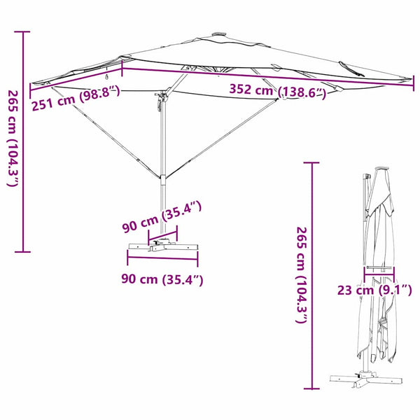 Schwarzer Sonnenschirm 352x251 cm