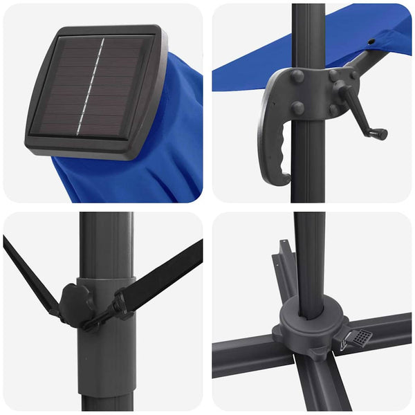 Azurblauer LED-Sonnenschirm 352x251 cm