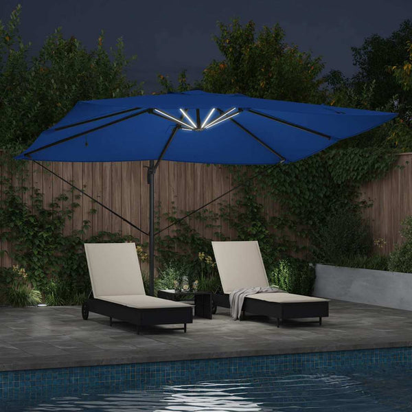 Azurblauer LED-Sonnenschirm 352x251 cm