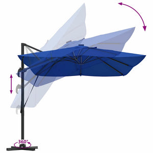 Azurblauer LED-Sonnenschirm 352x251 cm