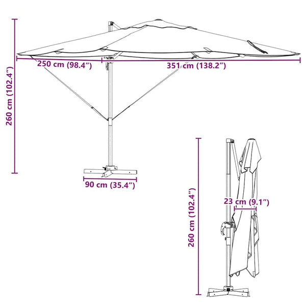 Anthrazit Sonnenschirm 351x250 cm