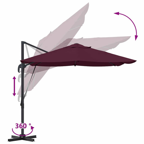 Bordeauxroter Sonnenschirm 351x250 cm