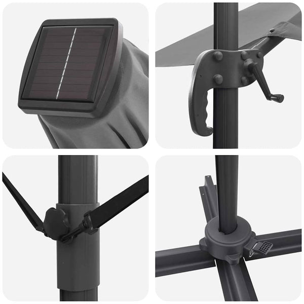 LED-Parasol Roma Anthrazit 286x284 cm