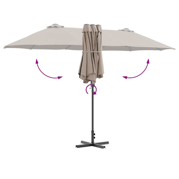 Taupe Garten-Sonnenschirm 370 cm